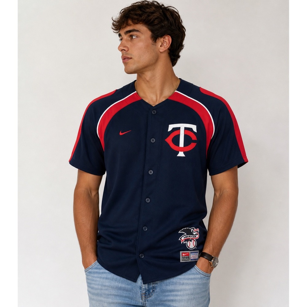 Nike MLB Minnesota Twins Baseball Jersey Embroidered Logo Men's Sports Sz L